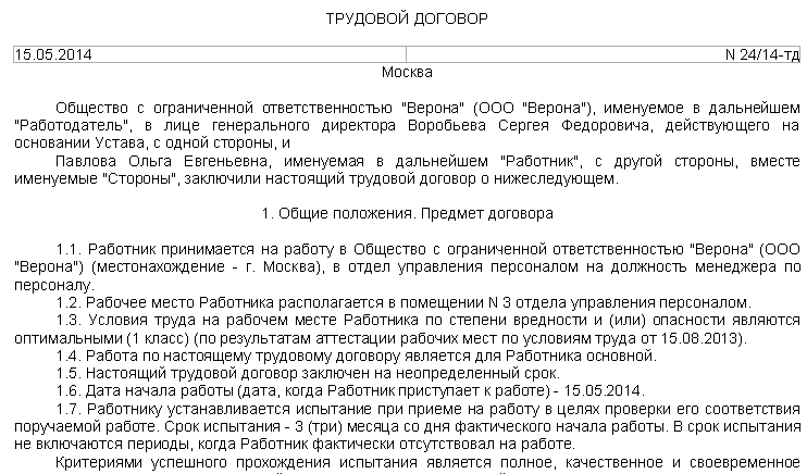 Доклад по теме Испытательный срок